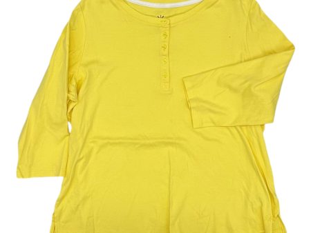 Top 3 4 Sleeve Basic By Isaac Mizrahi Live Qvc In Yellow, Size:1X For Cheap