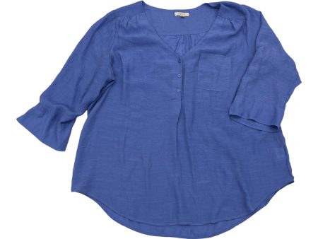 Top 3 4 Sleeve By Clothes Mentor In Blue, Size:2X For Sale