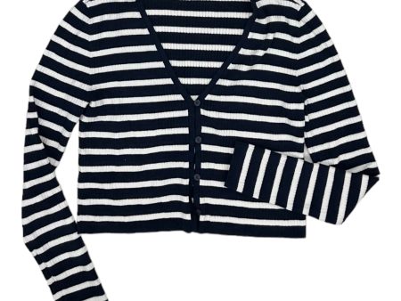 BLUE & WHITE SWEATER CARDIGAN by LOFT Size:SMALL Online Sale