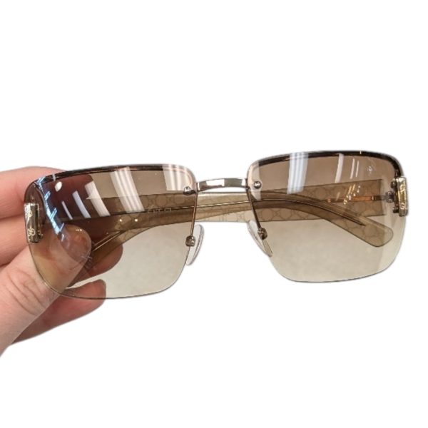 Sunglasses Luxury Designer By Gucci In Bronze Fashion