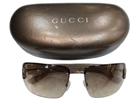 Sunglasses Luxury Designer By Gucci In Bronze Fashion